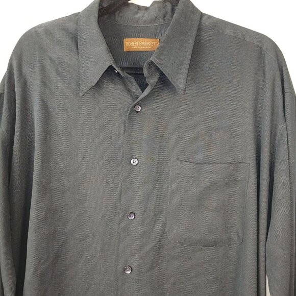 MENS ROBERT BARAKETT TEXTURED BLACK BUTTON DOWN, LONG SLEEVE, XL - Picture 3 of 4